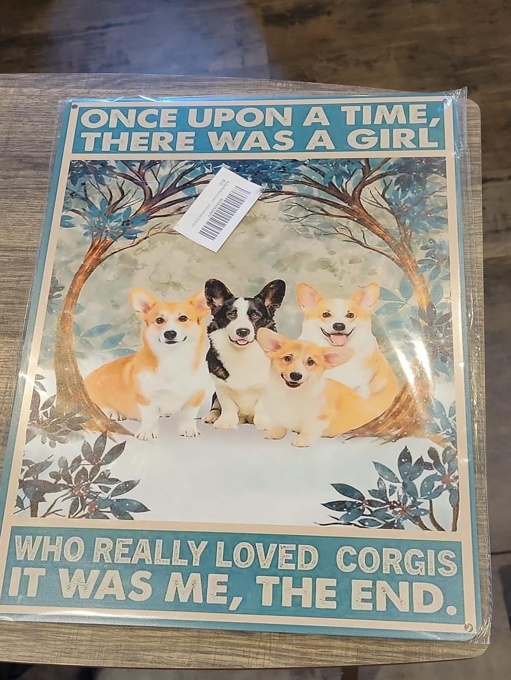 Corgi Girl Tin Art Sign,picture.NWT..Adorable!